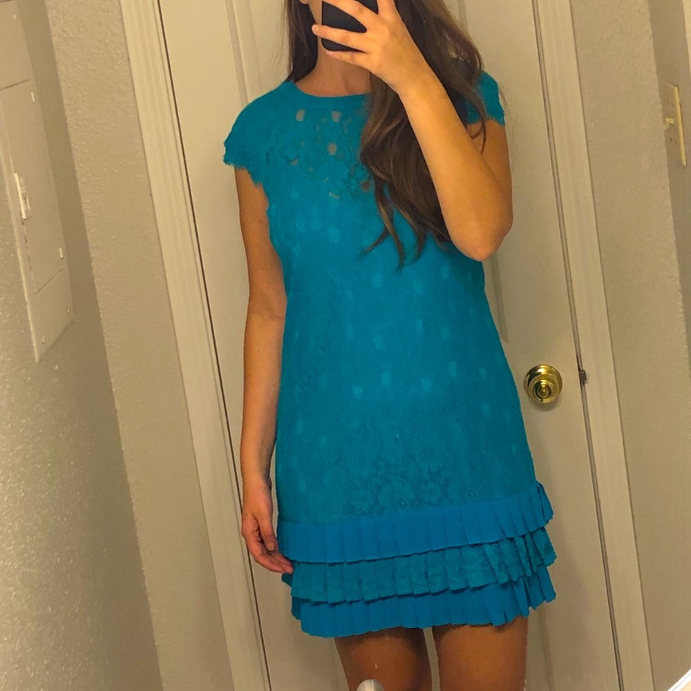 Jessica Simpson Dress Blue Lace Dress Ruffle Sz 6